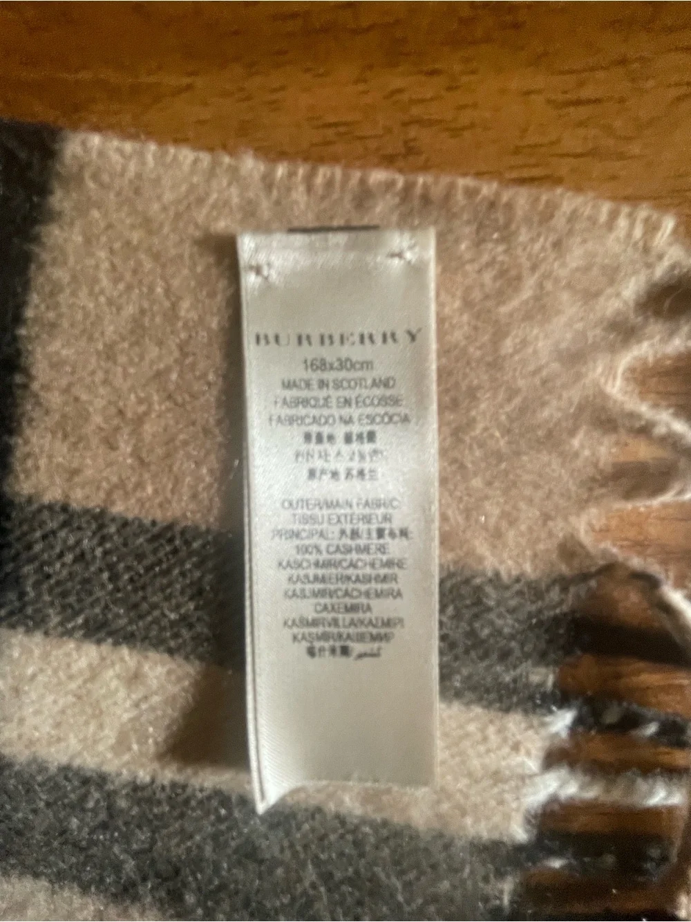 Burberry Beige Black & Red Classic Check Wool Scarf